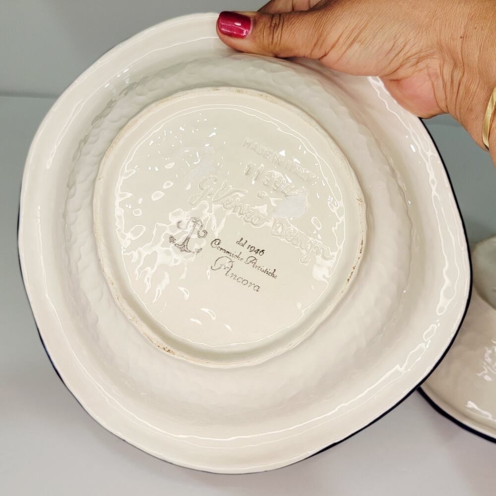 Vintage G. Venzo Italian Pottery Rainbow Asymmetrical Bowls 8½ & 7" Nesting (2) - Picture 3 of 12